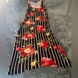 Black stripe rose dress